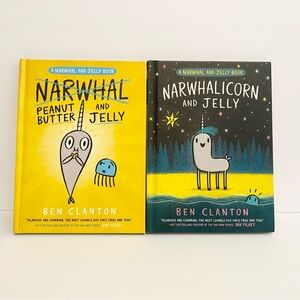 Narwhal + Jelly Hardcover Book Lot Ben Clanton Book 3 & 7